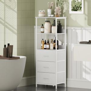 Somdot 5 Tier Bookshelf with Drawer, Tall Bookcase with Shelves, Bookshelf Desktop Organizer, Display Standing Shelf Units for Living Room, Bedroom, Study Room,White Leather