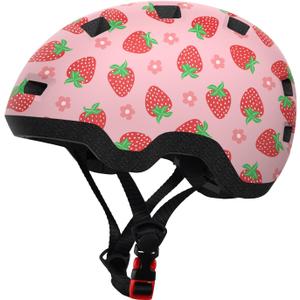Toddler Bike Helmet, Helmet for Toddlers- Age 2-6 Years Old Adjustable Dial Fit (Strawberry S 48-54cm)