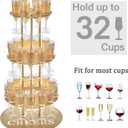 Metal Champagne Flute Holder Stand for Party 3-Tier Champagne Tower Display Holds 32 Glasses, Champagne Stand Holder for Wedding, Event, Celebration (Gold)