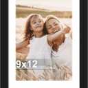 Hongkee 9x12 Picture Frame with Glass, Display Pictures 7x10 with Mat or 9 x 12 without Mat - Wall and Tabletop, 9 by 12 Photo Wooden Frames (Black, 1 Pack)