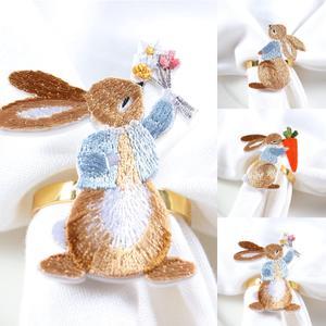 Easter Napkin Rings Set of 6, Bunny Napkin Rings Easter Table Decoration, Used for Family Table Decoration Party Table Decoration Setting Decor 2