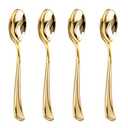 Liacere 200 Pack Gold Plastic Spoons - 6.7 inch Heavy Duty Plastic Spoons - Heavyweight Gold Disposable Spoons for Parties & Weddings & Restaurants & Christmas & New Year