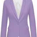 LookbookStore Womens Notched Lapel Pockets Button Work Office Blazer Jacket Suit (Small, Lavender)
