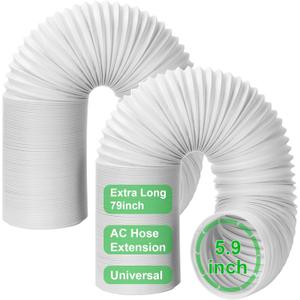 2 Pack Portable Air Conditioner Exhaust Vent Hose, Universal Flexible AC Hose with 5.9" Diameter, Anti-Clockwise Thread, Length up to 79"