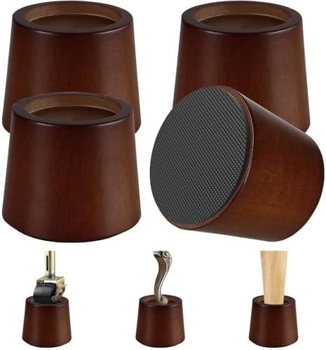 KOIKEY Wooden Furniture Bed Risers - 3 Inch Circle Heavy Duty Furniture Height Extenders Lifts for Sofa Couch Desk Chair Table Base Raising Space, Convenient Store and Cleaning, Pack of 4