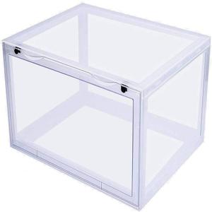 K.T.Z Shoe Boxes,Clear Plastic Shoe Box Magnetic Side Open Stackable Shoe Box (D Style Transparent, 1 PCS)