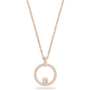 Swarovski Creativity Collection Women's Necklace, Intertwined circle Pendant with White Crystals and Rose-Gold Tone Plated Chain