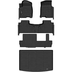 ANBINGOFloor Mats & Cargo Liner Fit for 2021-2025 GMC Yukon XL/Chevy Suburban (8 Seat / 2row Bench Seat) All Weather Yukon Chevy Suburban Accessories Mats