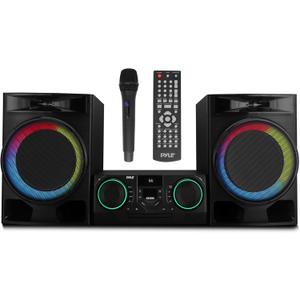 Pyle CD Stereo System with Bluetooth, MP3/DVD/CD Playback, Dual USB Recording CD Player with Speakers, Black Mini Stereo System with Subwoofer, FB Radio, 160W Digital Amplifier & Remote Control