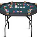 ZivPlay Poker Table Foldable Texas Holdem Poker Table Portable with Folding Legs for Card Game and Casino Gambling 8 Player Octagon, 48 inches
