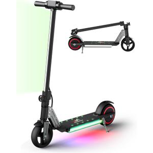 Classic Foldable Electric Scooter for Kids, Bright Front Lights, Shining Pedal Lights, LED Display, Dual Brakes 150W Motor Kids Electric Scooter, UL2272 Certified