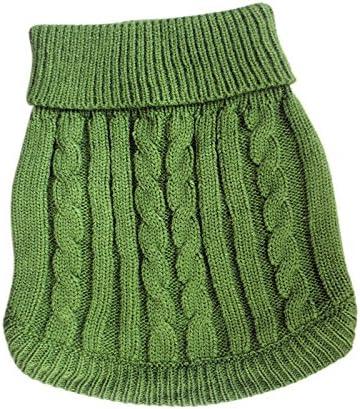 Tangpan Turtleneck Classic Straw-Rope Pro Pet Dog Sweater Apparel(Green,XS) (X-Small (Pack of 1))