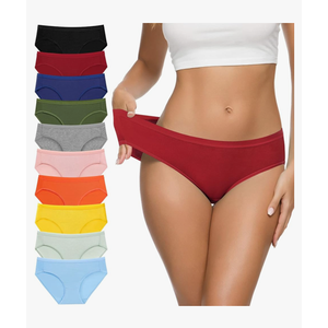 Eiggam Women's Cotton Bikini Panties,High-Cut Full Coverage Stretch Cool Underwear for Women, Size S