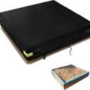 Sandbox Cover Waterproof 600D Oxford Cloth PVC Coating Rainproof Anti UV Heavy Duty Square Sandbox Cover,for Kids Outdoor Protect Sandbox Sand and Toys,Cover Only (Black, 49.2" x 49.2" x 7.9")
