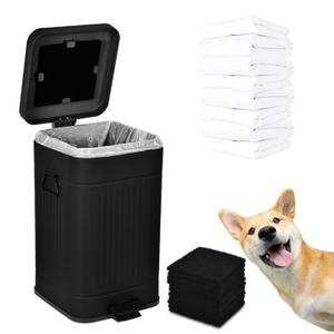 Dog Poop Trash Can Outside, 2.7Gal Dog Waste Trash Can with Lid, Foot Pedal, Dog Waste Container with 20 Bags, Pet Poop Bucket with Soft Close for Backyard Odor Control