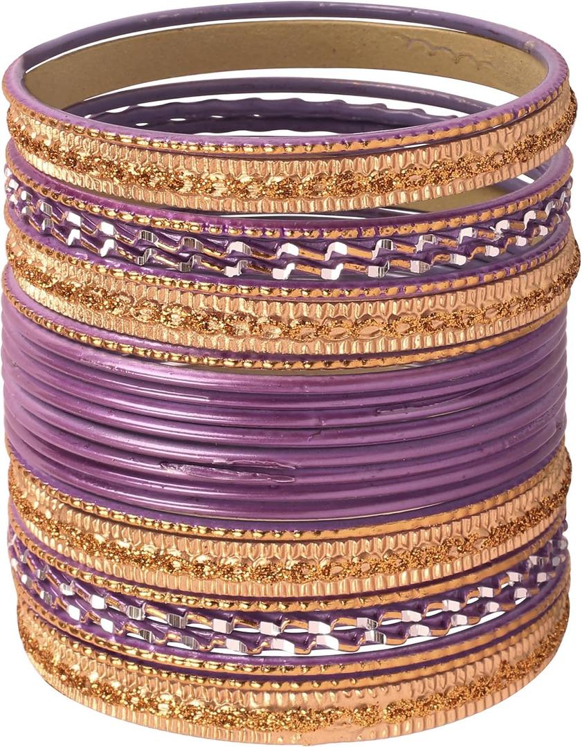 Touchstone Indian bangles for women bollywood desi jewelry chunky texture alloy metal stones multi stacking bangle bracelets chudiyan set bridal wedding guest outfit accessories.