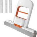 Mini Foldable Desktop Mop, Mini Mop for Small Spaces, Portable Cleaning Sponge Mop for Bathroom, Kitchen, Countertops, Glass, Tile - Wet/Dry Use with One-Hand Squeeze Handle & Replaceable Head (White)