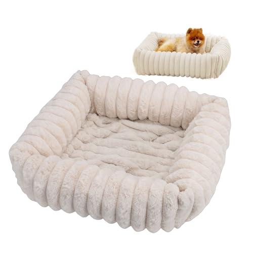 Soft Washable Dog Cat Bed, Ergonomic Pet Sleeping Bed with Removable Zipper Cover for Small Medium Dogs and Cats