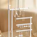Jewelry Stand Necklace Holder Storage - 17.5'' Tall Adjustable Jewelry Organizer and Storage Display for Earring, Bracelet, Ring, White