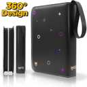 Trading Card Binder, 4 Pockets Card Holder, 55 Double Sided Removable Pages, 440 Card Sleeves, Toploader Binder, Portable Album Holder, Storage Box for Trading Cards (Pink Thunder)