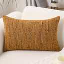Textured Boucle Lumbar Pillow Covers 12x20 Neutral Striped Throw Pillows Soft Modern Farmhouse Pillow Cases, 1pc Decorative Accent Rectangle Couch Cushion Cover for Bed Sofa, Dark Yellow
