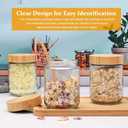 Encheng 16oz Glass Jars with Lids, Overnight Oats Containers with Bamboo Lids, Wide Mouth Glass Mason Jar Food Storage Containers for Salad,Yogurt,Meal Prep,6 Pack