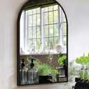 OGCAU 30x20 Inch Black Mirror Wall Mirror for Bathroom, Black Metal Frame, Arched Wall Mounted Mirror, Bathroom Vanity Mirror for Living Room Entryway (Black)