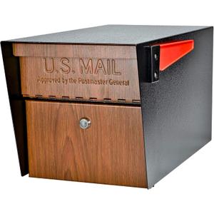Mail Boss Curbside, Wood Grain 7510 Mail Manager Locking Security Mailbox, Steel, Black