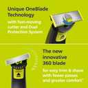 Norelco Philips OneBlade 360 Hybrid Face, Electric Beard Trimmer and Shaver, with 360 Blade Technology, 1x 360 Blade for Face, 5in1 Adjustable Comb, Model QP2724/90 (Black & Lime Green)