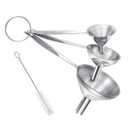 Small Funnels for Filling Bottles, 3 Pcs Stainless Steel Kitchen Funnel Set, Food Grade Mini Metal Funnel for Transferring Oil Liquid, Easy Cleaning with a Brush (Long Handle)