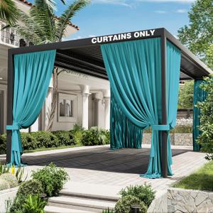 Gazebo Universal Replacement Privacy Curtain,12'20' Gazebo Outdoor Waterproof Curtains, 4-Panels Sidewall Curtains with Double Zipper for Patio Canopy, Garden and Backyard (Curtain Only) (Lake Blue)