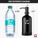 GMISUN Black Soap Dispenser with Silicone Sleeve Boot, 2 Pack Glass Bathroom Hand Soap Dispensers with Stainless Steel Pump, 17 Fl Oz Kitchen Hand and Dish Soap Dispenser Set, Liquid Dispensers Bottle