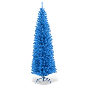 Costway 6-ft Pencil Blue Artificial Christmas Tree