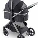 Pet Stroller for Small Medium Dogs, Cat Carriage Travel System Four Wheel Dog Stroller with Carrier, Zipperless Entry/Cup Holder/Storage Basket (Silver)
