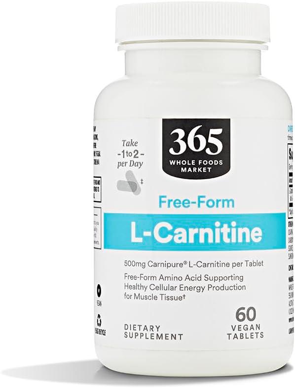 Whole Foods Market, Free-Form L-Carnitine 500mg, Vegan, 60 Count (EXP 06/30/28)