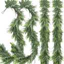 2 Pack 6FT Christmas Eucalyptus Cedar Faux Pine Cypress Garland for Mantle Stairs Wall Table Indoor Outdoor Xmas Decor