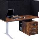 Dunzoom Large Desk Divider Foldable U Privacy Partition 48"L x 20"H, Black