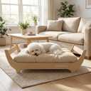 CANAGAN Elevated Wood Dog Bed Frame with Cushion, WoodPattern, Medium