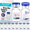 Ks-Tek Sterile Empty Vials with Self Healing Injection Port,with Aluminum Plastic Cap,Sterile Package (2ml Clear,10)