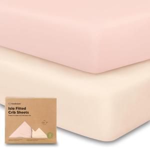 2-Pack Crib Sheets for Boys, Girls - Viscose Derived from Bamboo Fitted Crib Sheet, Baby Crib Sheets Neutral, Crib Mattress Sheet, Toddler Bed Sheets, Baby Sheets for Crib Fitted Sheets (Cameo)