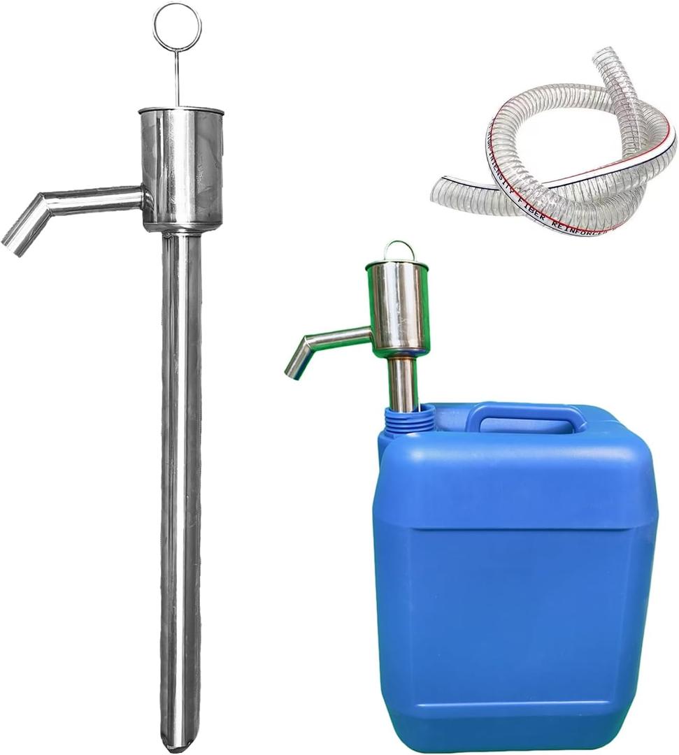 [Eiohuro] Manual Fuel Pool Sump Pump Oil Extractor Tools Stainless Steel Hand Small Portable Water Oil Pumps for Water/Diesel/Wine/Olive Oil/Edible