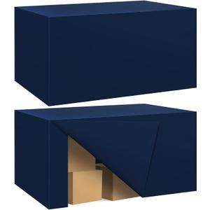 Ascoza 2 Pack Fitted Tablecloth for 4 Foot Rectangle Tables 48 x 24 Inch Navy Table Covers Water Resistant Polyester Table Cloth for Wedding,Parties,Display, Trade Show (Navy)