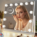 Hollywood Makeup Mirror with Lights,22 x 17” Lighted Vanity Mirror with 3 Light Modes, Detachable 10X Zoom Magnifying Mirror, 360° Rotatable, Metal