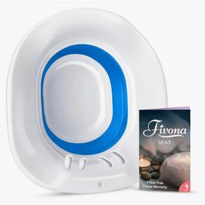 Sitz Bath for Toilet Seat Postpartum and Hemorrhoids Care - Yoni Steam Seat - Foldable Basin for Epsom Salt Soak - Portable Bidet BPA Free Temperature Resistant - Universal Fit - Blue