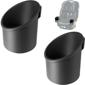 2 Pcs Car Seat Cup Holders Compatible with 4Ever DLX Car Seats, Dishwasher Safe Single Cup Holder, Durable Replacement Accessory for Toddler Car Seats, Fits Left or Right Side(Black)