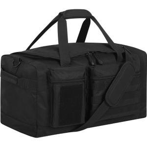 40L Tactical Duffle Bag Mens Gym Bag- 22 inch Military Duffle Bag with Shoes Compartment, Outdoor Equipment Gear for Weekend Overnight Travel - Black