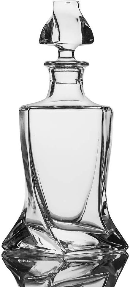 Whiskey Decanter 26 oz Twisted Decanter with Glass Stopper for Liquor Wine Scotch Bourbon Vodka Brandy or Mouthwash Bottle