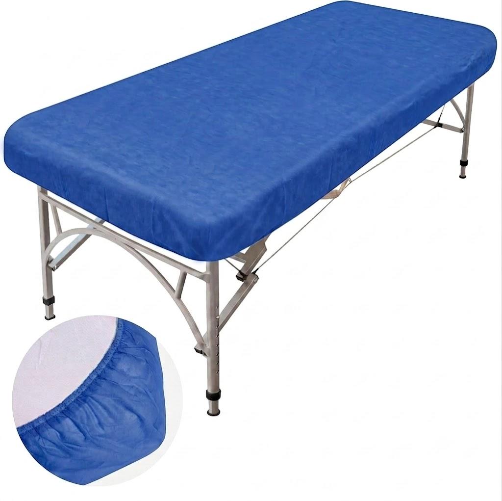 Disposable Fitted Sheets with Elastic, Waterproof Oilproof  Disposable Massage Bed Sheets Covers for Spa Beauty Salon (Blue) 73" x 31"