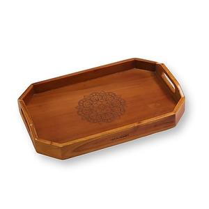 Vesta Homes Extra Large Wooden Serving Tray for Home, Kitchen, Breakfast, Restaurant, Office Organizer, Dining Table | Premium Acacia Wood |18 * 12 * 3 Inches | Handcrafted in India