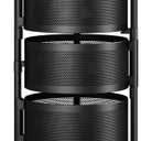 Rolling Drawer Storage Cart with 360 Rotating Open-Drawer Design, 5-Tier Metal Utility Cart with Round Storage Drawer for Kitchen, Bathroom, Laundry Room (Black)